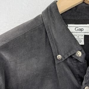 GAP Shirt Mens M Corduroy Button Up Long Sleeve Work Utility Cotton Gray HK VTG